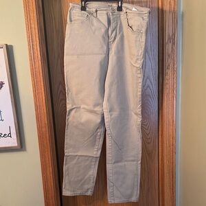 Beige Straight-Leg Pants